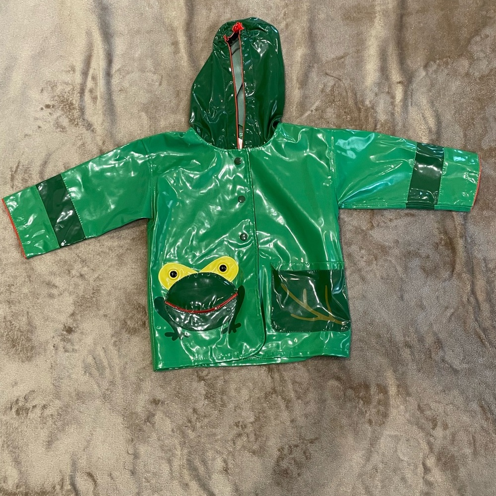 Kidorable Green Frog Snap Up Rain Coat Size 2T